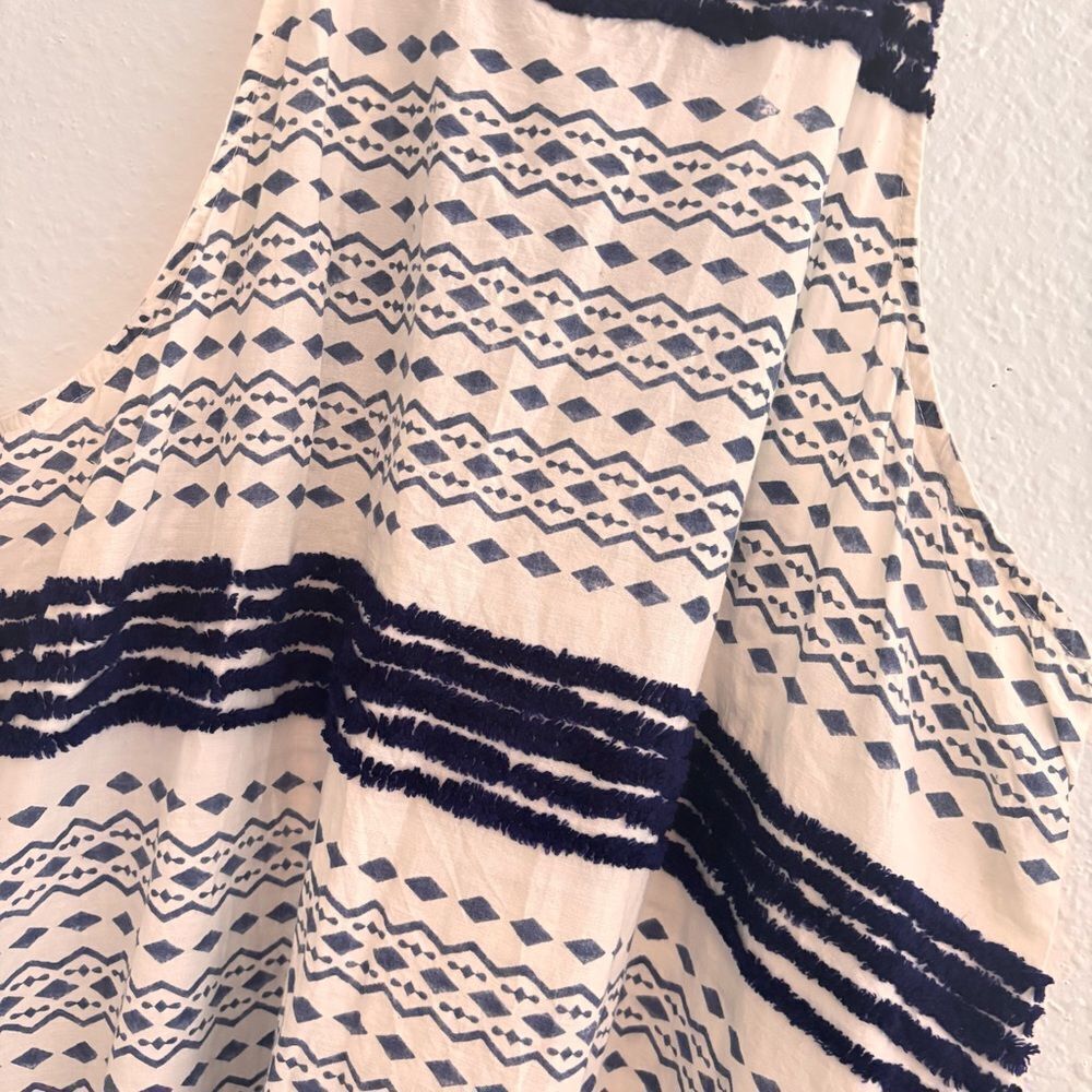Corey Lynn Calter - White & Blue Dress W/ Diamond Pattern & Texture XL - Picture 5 of 8